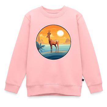 Impala Aquarell Karikatur Kawaii Clipart Tier - Kinder Premium Organic Sweatshirt - Rosa - Vorne - AI Model Kid Female (0cm)