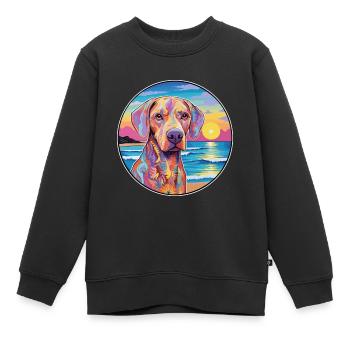 Braque Saint Germain Race De Chien Coloré Cartoon Wa - Sweat Premium enfant bio - noir - Devant - AI Model Kid Female (0cm)