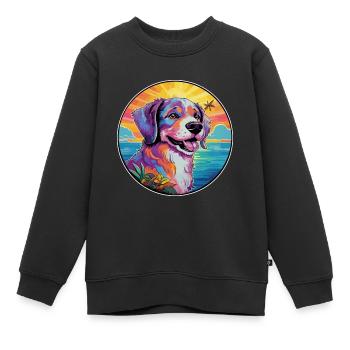 Cao de Castro Laboreiro Hunderasse Bunte Karikatur - Kinder Premium Organic Sweatshirt - Schwarz - Vorne - AI Model Kid Female (0cm)