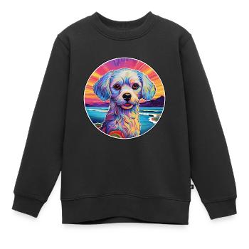 Race de chien impérial chinois coloré dessin animé Waterc - Sweat Premium enfant bio - noir - Devant - AI Model Kid Female (0cm)