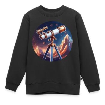 Télescope / Télescope / Astronomie / Ciel étoilé - Sweat Premium enfant bio - noir - Devant - AI Model Kid Female (0cm)