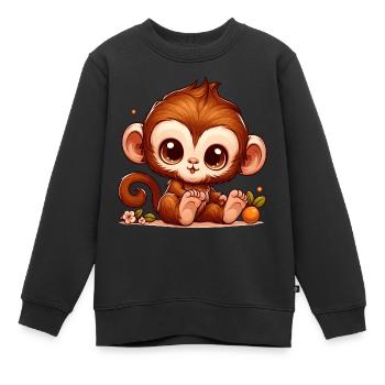 AFFE ÄFFCHEN BANANE BAUM TIER ZOO KLETTERN BABY - Kinder Premium Organic Sweatshirt - Schwarz - Vorne - AI Model Kid Female (0cm)