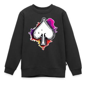 Pik / Spielkarte / Poker / Symbol / schwarz / Skat - Kinder Premium Organic Sweatshirt - Schwarz - Vorne - AI Model Kid Female (0cm)