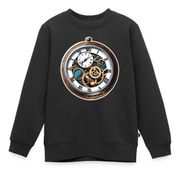 Uhr / Uhrwerk / Uhrzeit / Zeiger / Zeit / Antik - Kinder Premium Organic Sweatshirt - Schwarz - Vorne - AI Model Kid Female (0cm)