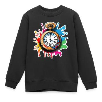 Uhr / Uhrwerk / Uhrzeit / Zeiger / Zeit / Antik - Kinder Premium Organic Sweatshirt - Schwarz - Vorne - AI Model Kid Female (0cm)