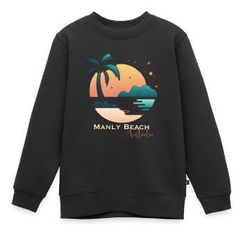 Manly Beach, Australie - Sweat Premium enfant bio - noir - Devant - AI Model Kid Female (0cm)