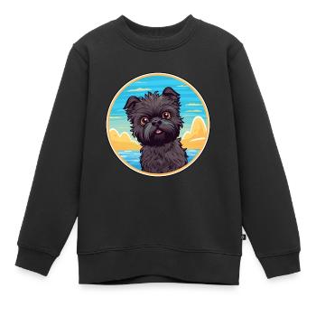 Affenpinscher Dog Breed Cartoon Kawaii Clipart Dog - Kids Premium Organic Sweatshirt - black - Front - AI Model Kid Female (0cm)