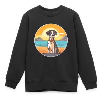 Braque Auvergne chien race Cartoon Kawaii Clipart - Sweat Premium enfant bio - noir - Devant - AI Model Kid Female (0cm)