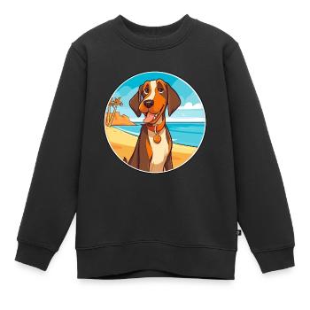 Cao De Castro Laboreiro Hunderasse Cartoon Kawaii - Kinder Premium Organic Sweatshirt - Schwarz - Vorne - AI Model Kid Female (0cm)