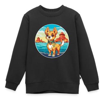 Chinois impérial chien race Cartoon Kawaii Clipart - Sweat Premium enfant bio - noir - Devant - AI Model Kid Female (0cm)