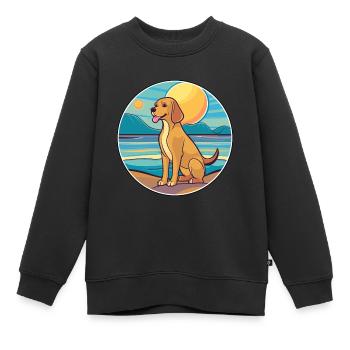 Braque Saint Germain race de chien dessin animé Kawaii chien - Sweat Premium enfant bio - noir - Devant - AI Model Kid Female (0cm)