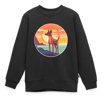 Cirneco Dell Ätna Hund Rasse Cartoon Kawaii Clipart - Kinder Premium Organic Sweatshirt - Schwarz - Vorne - AI Model Kid Female (0cm)