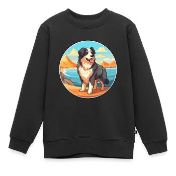 Karpaten-Schäferhund-Rasse-Cartoon-Kawaii-Hund - Kinder Premium Organic Sweatshirt - Schwarz - Vorne - AI Model Kid Female (0cm)