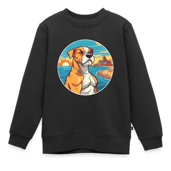 Cordoue chien de combat race Cartoon Kawaii Clipart - Sweat Premium enfant bio - noir - Devant - AI Model Kid Female (0cm)