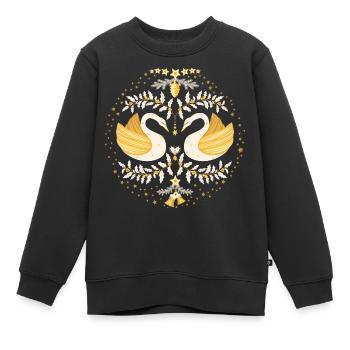 Weihnachtsgalaxie Schwäne - Kinder Premium Organic Sweatshirt - Schwarz - Vorne - AI Model Kid Female (0cm)