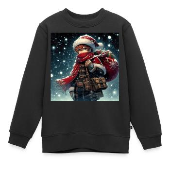 Manga Weihnachtsmann - Kinder Premium Organic Sweatshirt - Schwarz - Vorne - AI Model Kid Female (0cm)