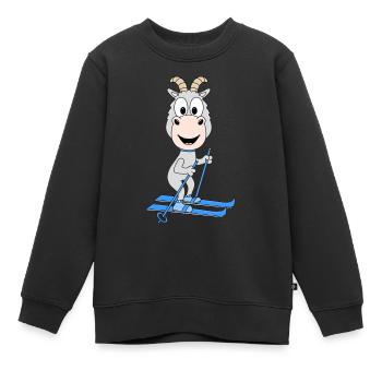 SKIER - ZIEGE - SKI - WINTERSPORT - TIER - Kinder Premium Organic Sweatshirt - Schwarz - Vorne - AI Model Kid Female (0cm)