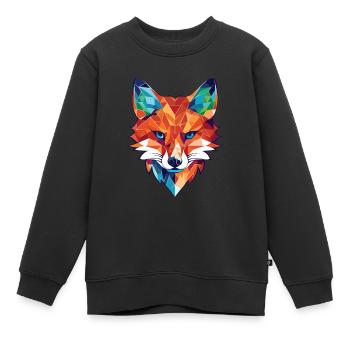 Gelehrter Fuchs, farbenfroher Aquarell-Tier-Haustier-Cartoon - Kinder Premium Organic Sweatshirt - Schwarz - Vorne - AI Model Kid Female (0cm)