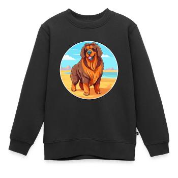 Tibetischer Mastiff Hund Rasse Cartoon Kawaii Clipart - Kinder Premium Organic Sweatshirt - Schwarz - Vorne - AI Model Kid Female (0cm)