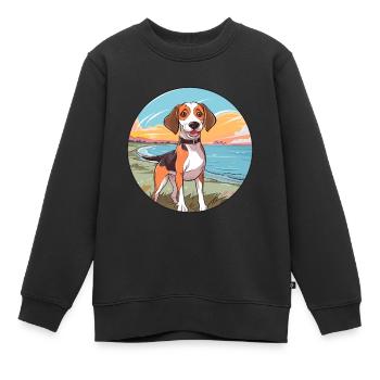 Sibirischer dreifarbiger Hund Rasse Cartoon Kawaii - Kinder Premium Organic Sweatshirt - Schwarz - Vorne - AI Model Kid Female (0cm)