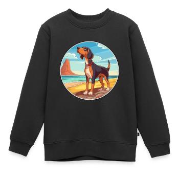 Serbischer dreifarbiger Jagdhund Rasse Cartoon Kawaii - Kinder Premium Organic Sweatshirt - Schwarz - Vorne - AI Model Kid Female (0cm)