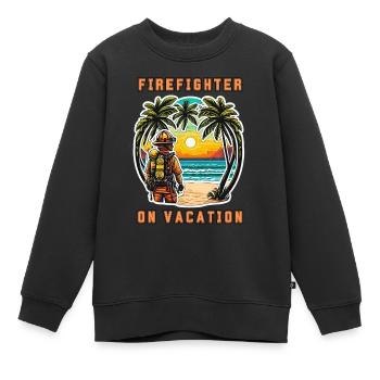 Pompier en vacances - Sweat Premium enfant bio - noir - Devant - AI Model Kid Female (0cm)