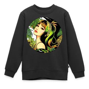 Tropical Modern Woman - Kids Premium Organic Sweatshirt - black - Front - AI Model Kid Female (0cm)