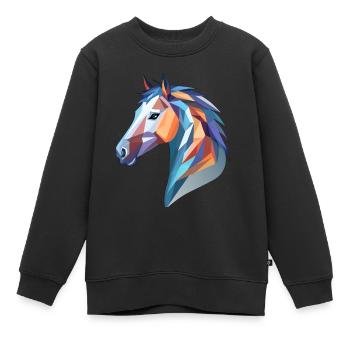 Pferdekopf - Kinder Premium Organic Sweatshirt - Schwarz - Vorne - AI Model Kid Female (0cm)