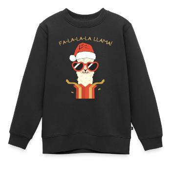 Christmas llama - Sweat Premium enfant bio - noir - Devant - AI Model Kid Female (0cm)