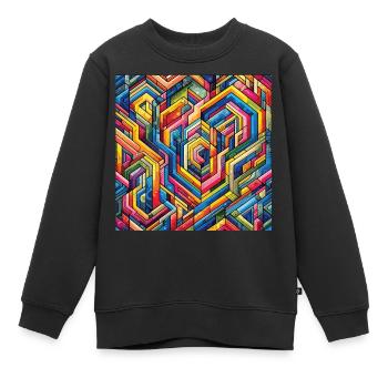Labyrinthe coloré Art géométrique du labyrinthe - Sweat Premium enfant bio - noir - Devant - AI Model Kid Female (0cm)
