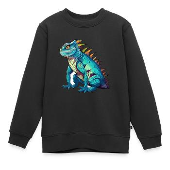 Basilisk Buntes Aquarell Cartoon Kawaii Tier - Kinder Premium Organic Sweatshirt - Schwarz - Vorne - AI Model Kid Female (0cm)