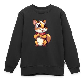 Chipmunk Aquarelle Colorée Dessin Animé Kawaii Animal - Sweat Premium enfant bio - noir - Devant - AI Model Kid Female (0cm)