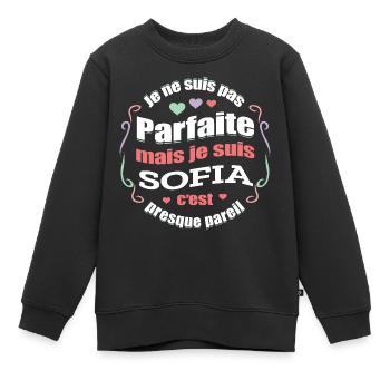 SOFIA PARFAITE - PRENOM SOFIA - Sweat Premium enfant bio - noir - Devant - AI Model Kid Female (0cm)