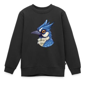 Geai bleu coloré aquarelle dessin animé Kawaii Animal - Sweat Premium enfant bio - noir - Devant - AI Model Kid Female (0cm)