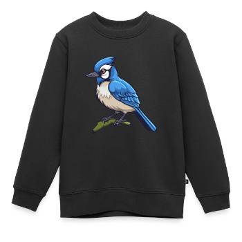Blauer Eichelhäher Vogel Niedliche Karikatur Kawaii Aquarell Anima - Kinder Premium Organic Sweatshirt - Schwarz - Vorne - AI Model Kid Female (0cm)