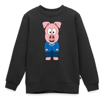 HOCHZEIT - BRÄUTIGAM - HEIRATEN - TIER - SCHWEIN - Kinder Premium Organic Sweatshirt - Schwarz - Vorne - AI Model Kid Female (0cm)