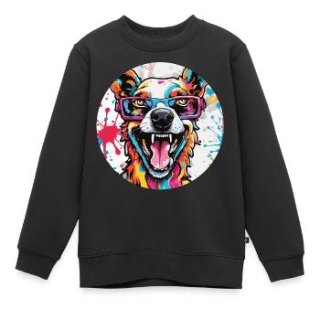 Hund / Tier / Haustier / Pfote / Fellnase / Wauwau - Kinder Premium Organic Sweatshirt - Schwarz - Vorne - AI Model Kid Female (0cm)