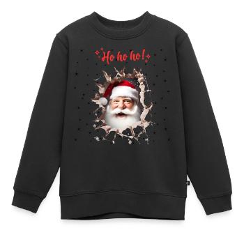 Der Weihnachtsmann lugt durch ein Loch in der Wand - Kinder Premium Organic Sweatshirt - Schwarz - Vorne - AI Model Kid Female (0cm)