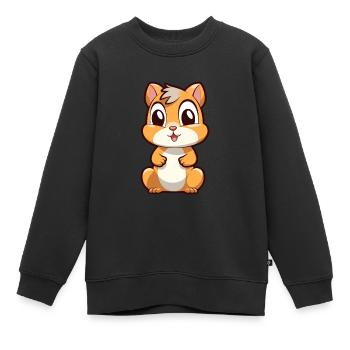 Chipmunk Mignon Dessin Animé Kawaii Aquarelle Animal de compagnie - Sweat Premium enfant bio - noir - Devant - AI Model Kid Female (0cm)