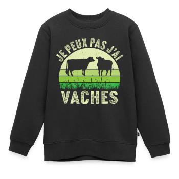 je peux pas j'ai vaches - Sweat Premium enfant bio - noir - Devant - AI Model Kid Female (0cm)