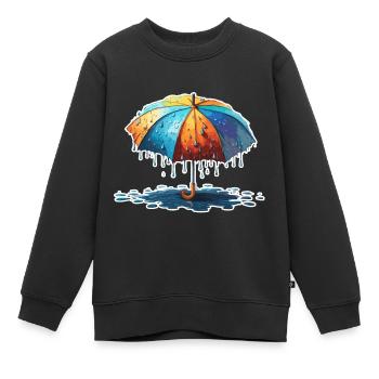 Parapluie / Météo / Précipitations / Gouttes de pluie - Sweat Premium enfant bio - noir - Devant - AI Model Kid Female (0cm)