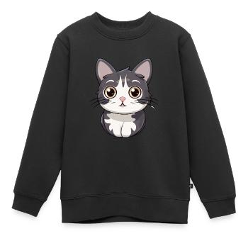 Amerikanische Drahthaarkatze Niedlich Glücklich Kawaii Cartoon Cl - Kinder Premium Organic Sweatshirt - Schwarz - Vorne - AI Model Kid Female (0cm)
