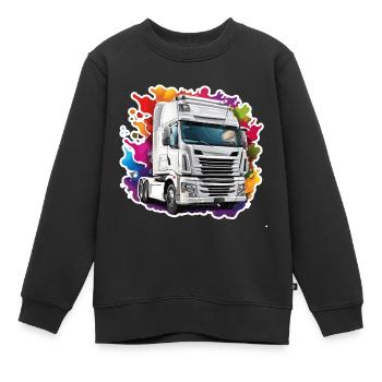 Truck / LKW / Lastfahrzeug / Fracht / Straße - Kinder Premium Organic Sweatshirt - Schwarz - Vorne - AI Model Kid Female (0cm)