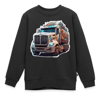 Truck / LKW / Lastfahrzeug / Fracht / Straße - Kinder Premium Organic Sweatshirt - Schwarz - Vorne - AI Model Kid Female (0cm)