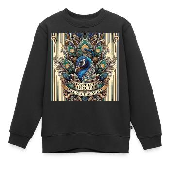 Paon Art Déco Ne laissez personne ternir votre éclat - Sweat Premium enfant bio - noir - Devant - AI Model Kid Female (0cm)