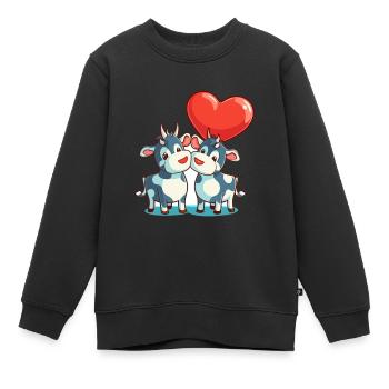 Vache Kawaii Dessin Animé Animal Jouant Avec Des Ballons - Sweat Premium enfant bio - noir - Devant - AI Model Kid Female (0cm)