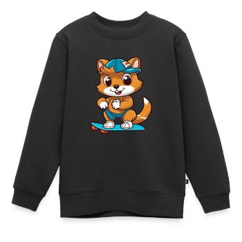 Drôle Chipmunk Kawaii Cartoon Jouer Skateboard - Sweat Premium enfant bio - noir - Devant - AI Model Kid Female (0cm)