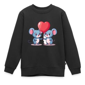 Maus Kawaii Cartoon Haustier spielt mit Luftballons - Kinder Premium Organic Sweatshirt - Schwarz - Vorne - AI Model Kid Female (0cm)