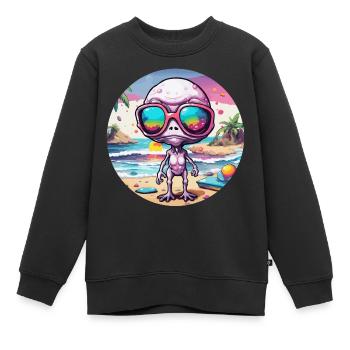 Alien / Außerirdisch / Ovni / Zone 51 / Tout / Mars - Sweat Premium enfant bio - noir - Devant - AI Model Kid Female (0cm)