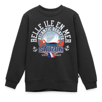 Belle Ile en Mer Sauzon - Sweat Premium enfant bio - noir - Devant - AI Model Kid Female (0cm)